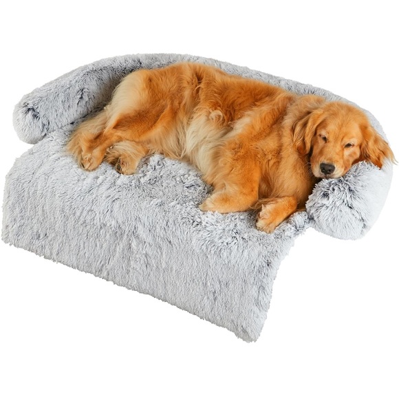 Other - Brand New Calming XL Dog Couch Bed Fluffy Plush Mat Washable Cover Light Gray